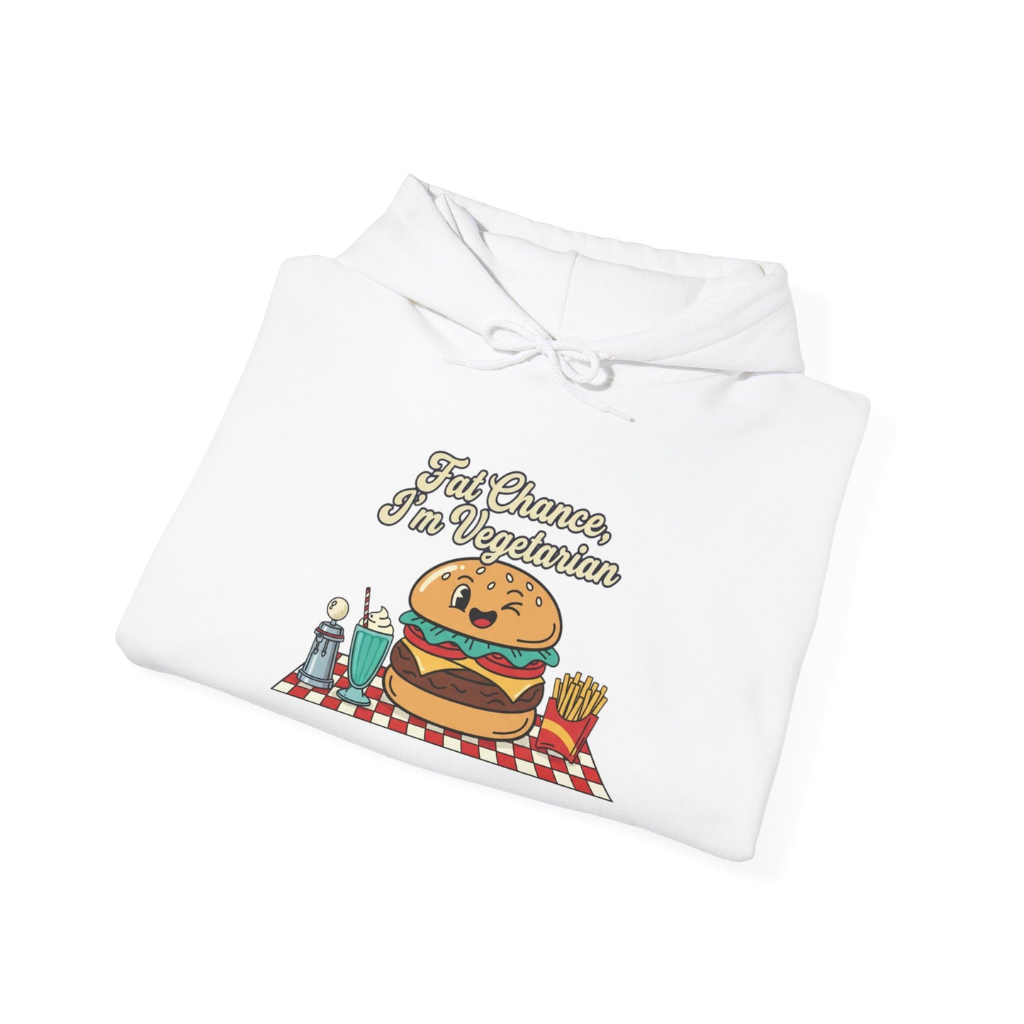 Fat Chance, I'm Vegetarian, Burger Matchbook Hoodie | retro diner shirt, matchbook graphic