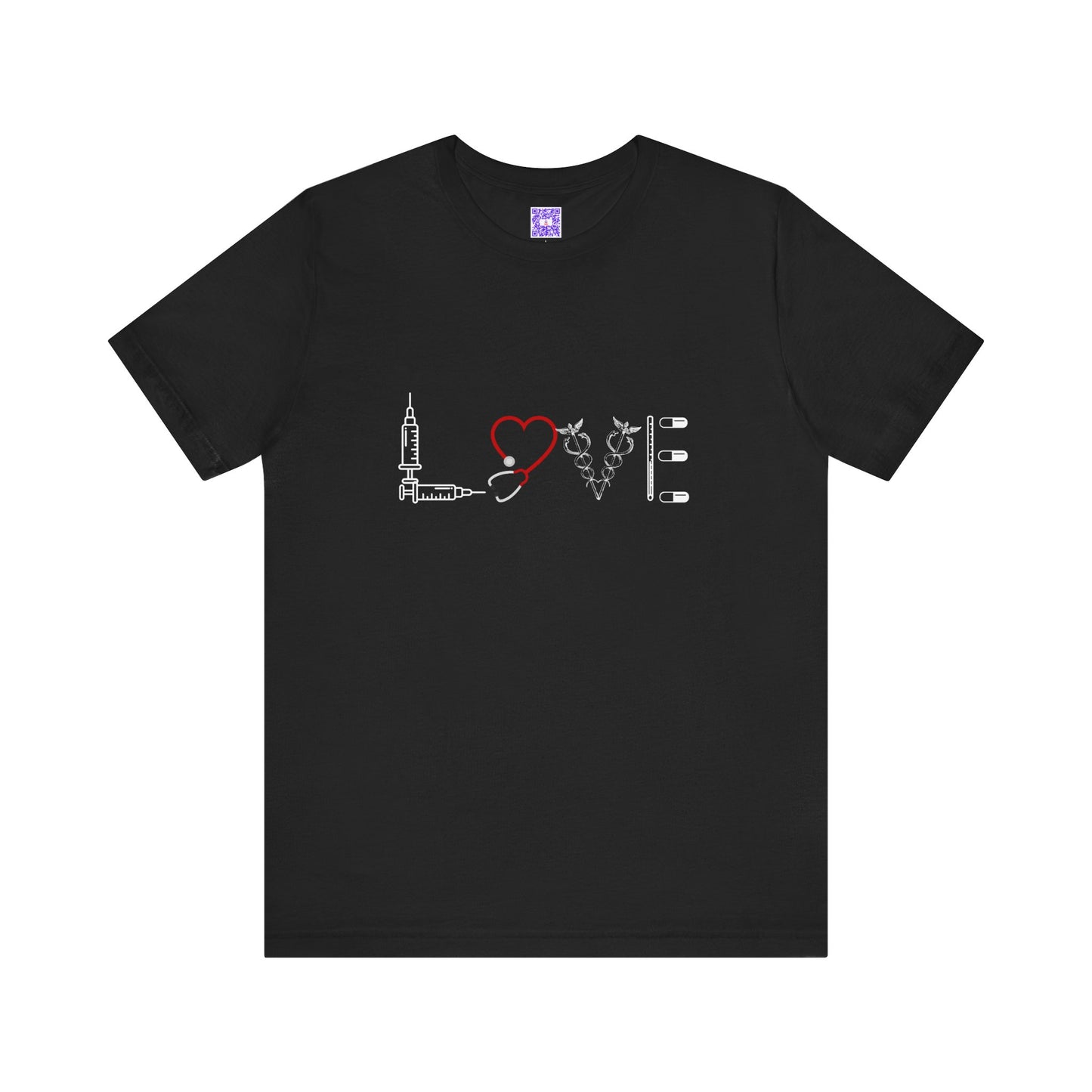 Nurse Tee Love Symbol Medical Tools Unisex Jersey Short Sleeve T-Shirt