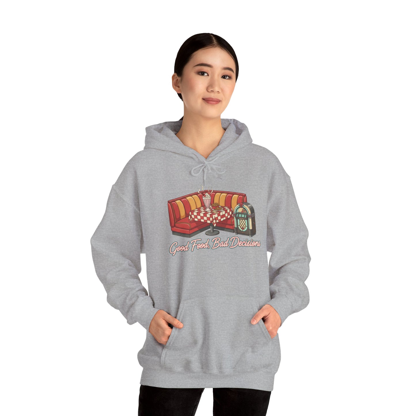 Good Food and Bad Decisions, Matchbook Diner Logo Hoodie | retro diner shirt, matchbook graphic