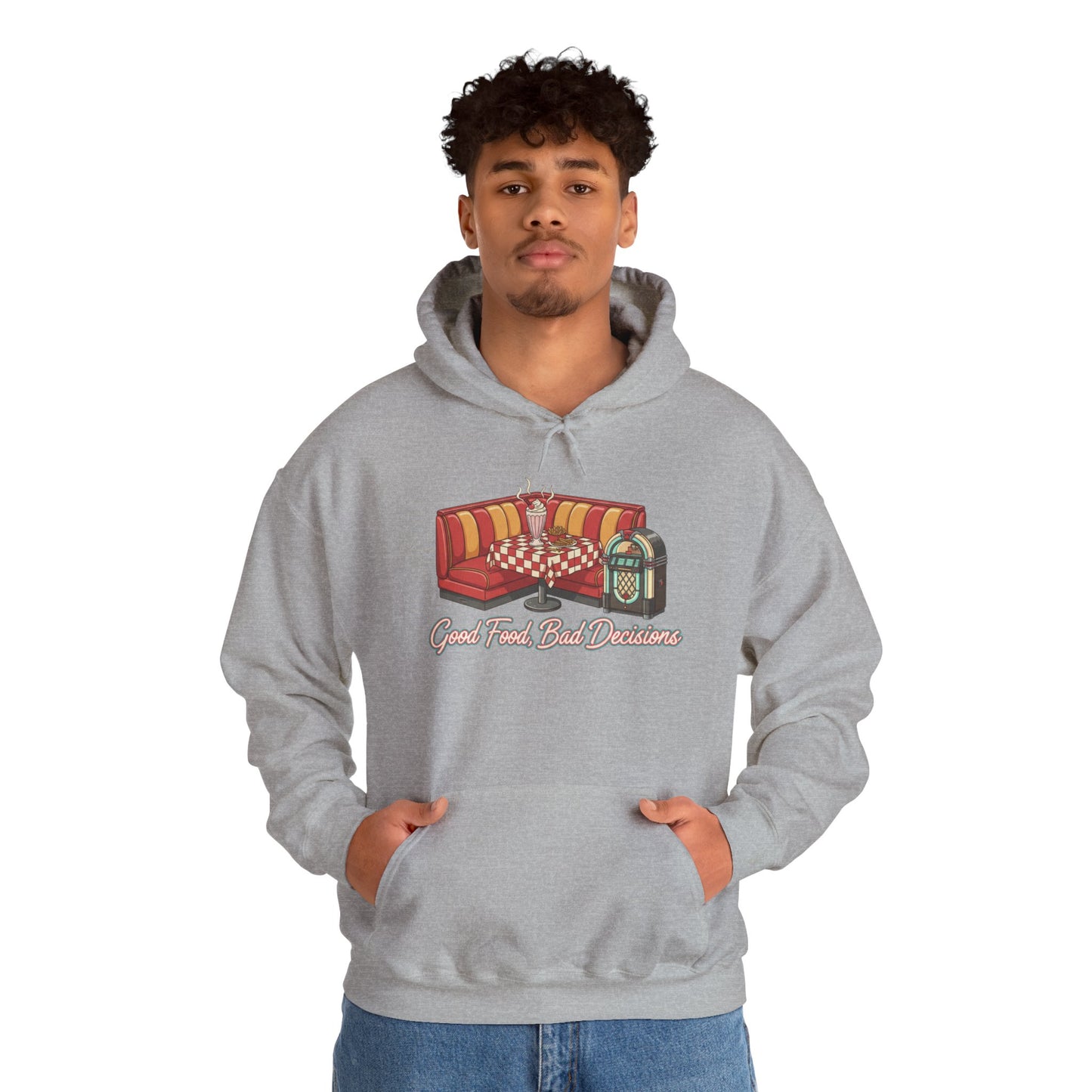 Good Food and Bad Decisions, Matchbook Diner Logo Hoodie | retro diner shirt, matchbook graphic