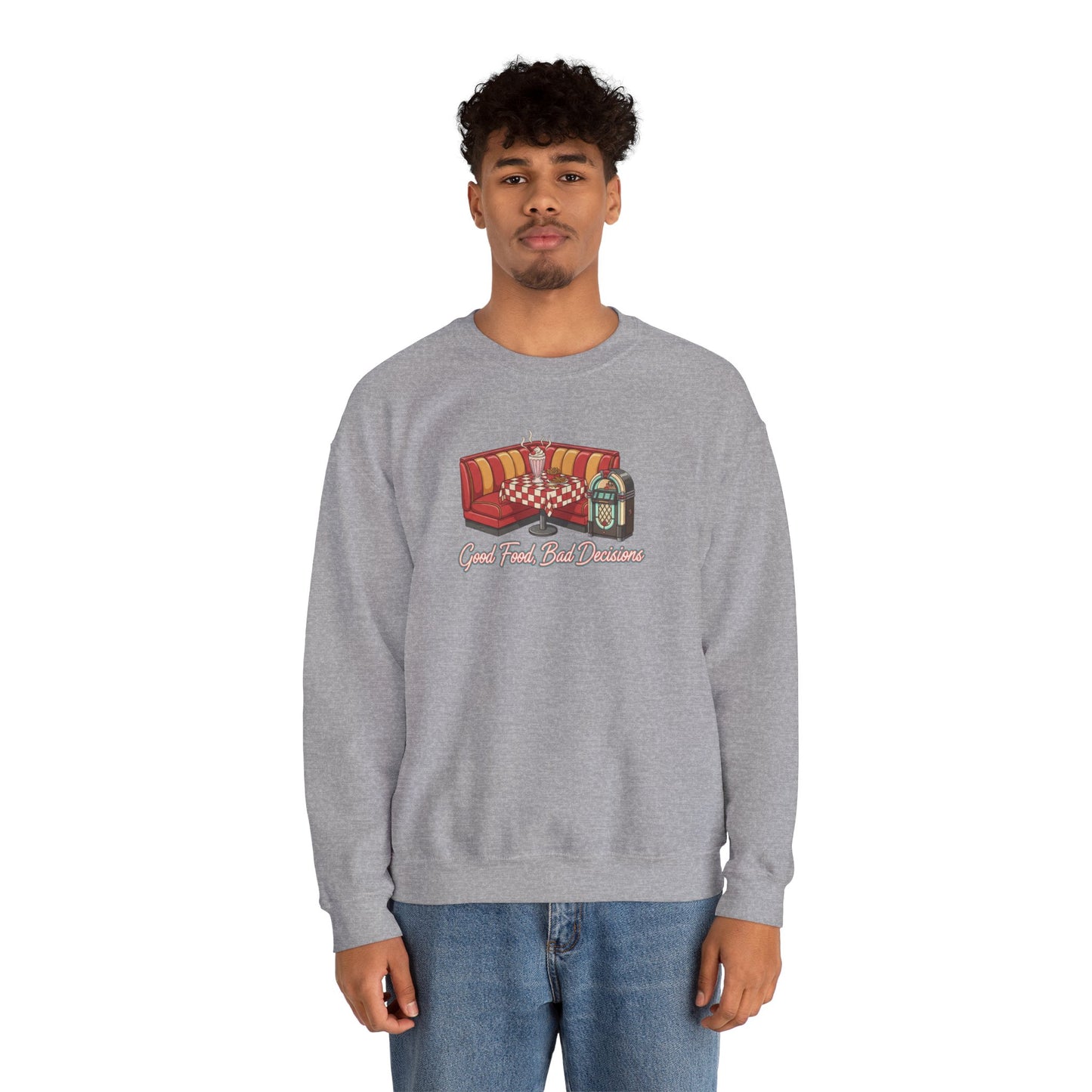Great Food and Bad Decisions, Diner Booth Graphic Sweatshirt | Retro Diner Shirt, Matchbook Graphic