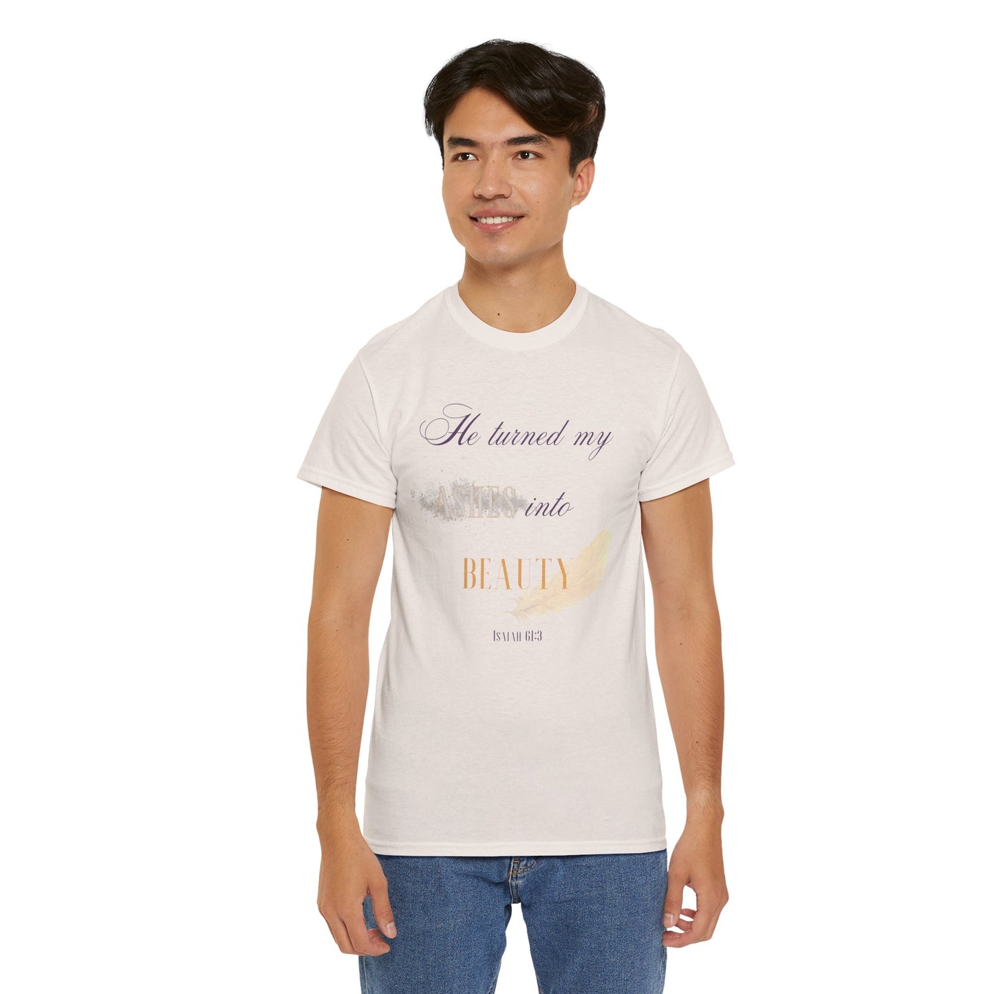 He Turned My Ashes Into Beauty Shirt – Christian Women’s Tee | Faith Based Apparel | Beauty for Ashes Shirt | Rise & Thrive Collection