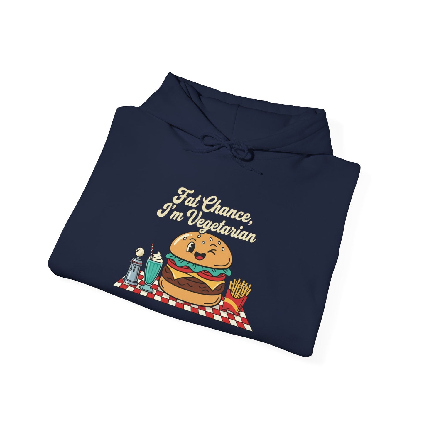 Fat Chance, I'm Vegetarian, Burger Matchbook Hoodie | retro diner shirt, matchbook graphic