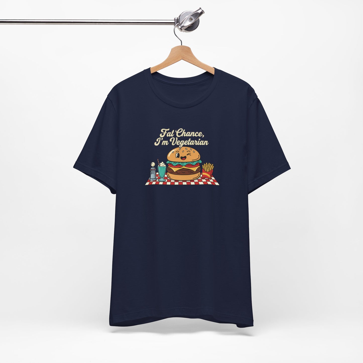 Fat Chance, I'm Vegetarian, Burger Matchbook Graphic Tee | retro diner shirt, vintage fast food design