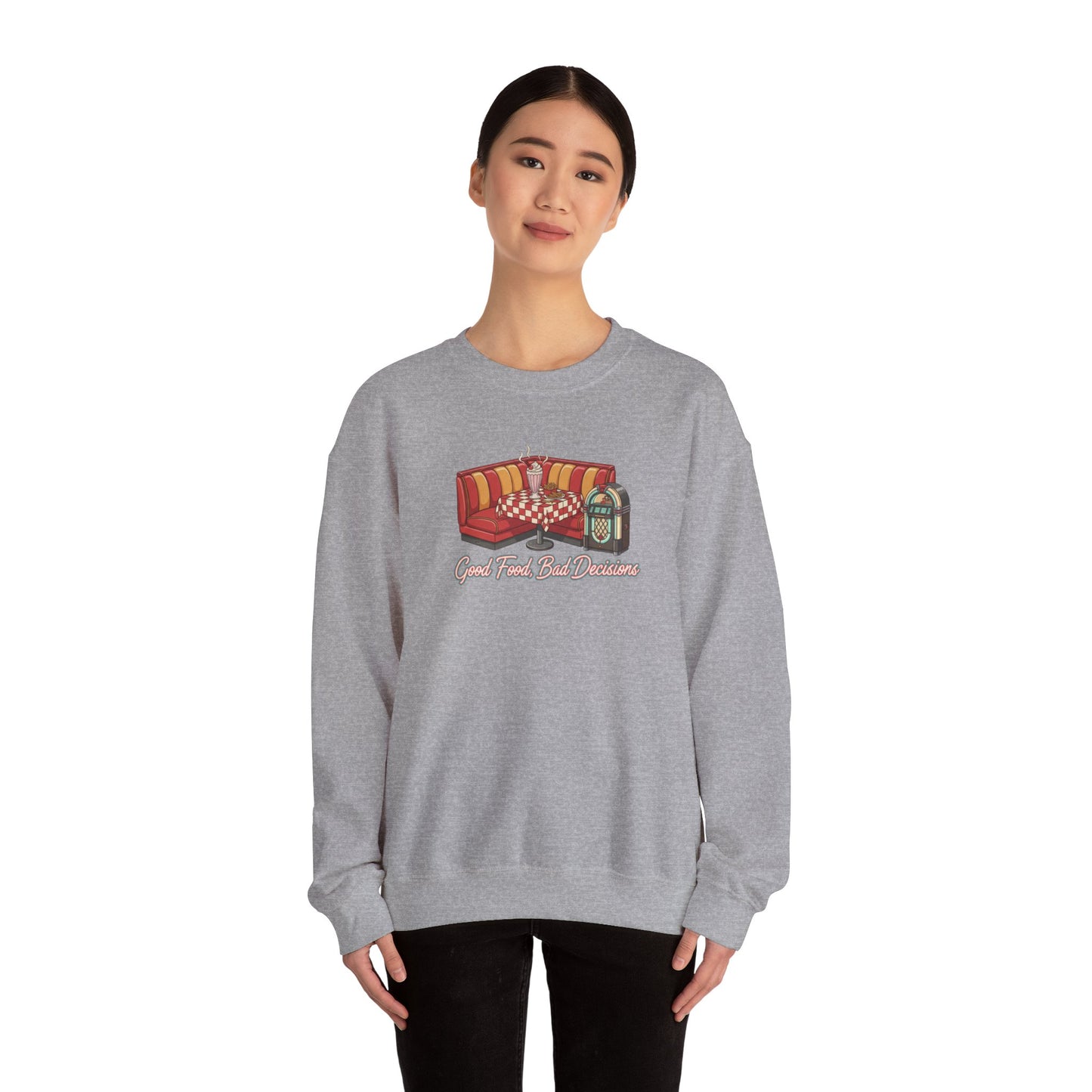 Great Food and Bad Decisions, Diner Booth Graphic Sweatshirt | Retro Diner Shirt, Matchbook Graphic