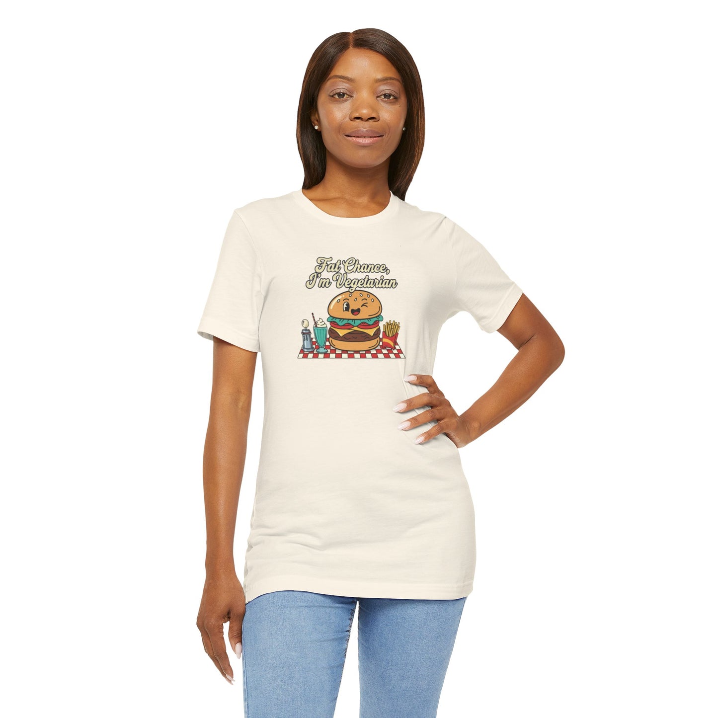 Fat Chance, I'm Vegetarian, Burger Matchbook Graphic Tee | retro diner shirt, vintage fast food design