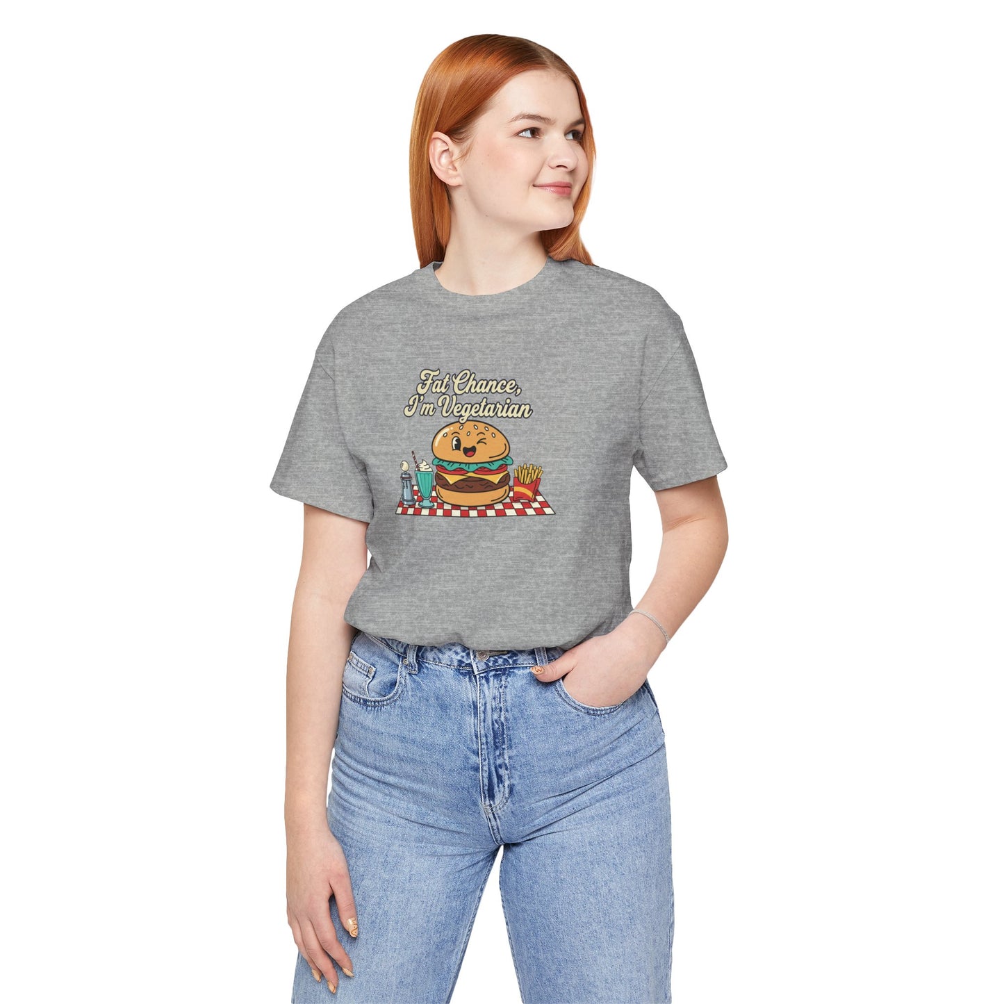 Fat Chance, I'm Vegetarian, Burger Matchbook Graphic Tee | retro diner shirt, vintage fast food design