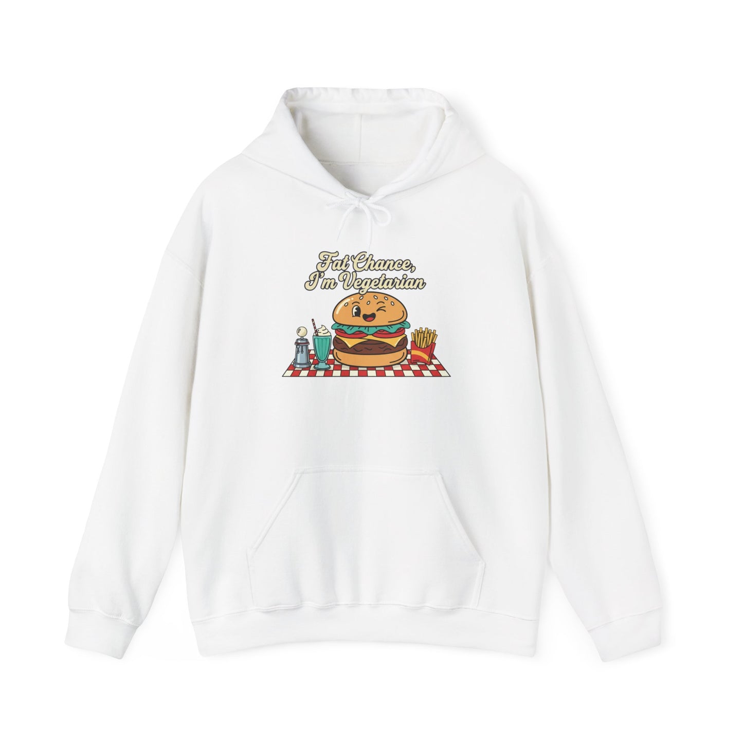Fat Chance, I'm Vegetarian, Burger Matchbook Hoodie | retro diner shirt, matchbook graphic