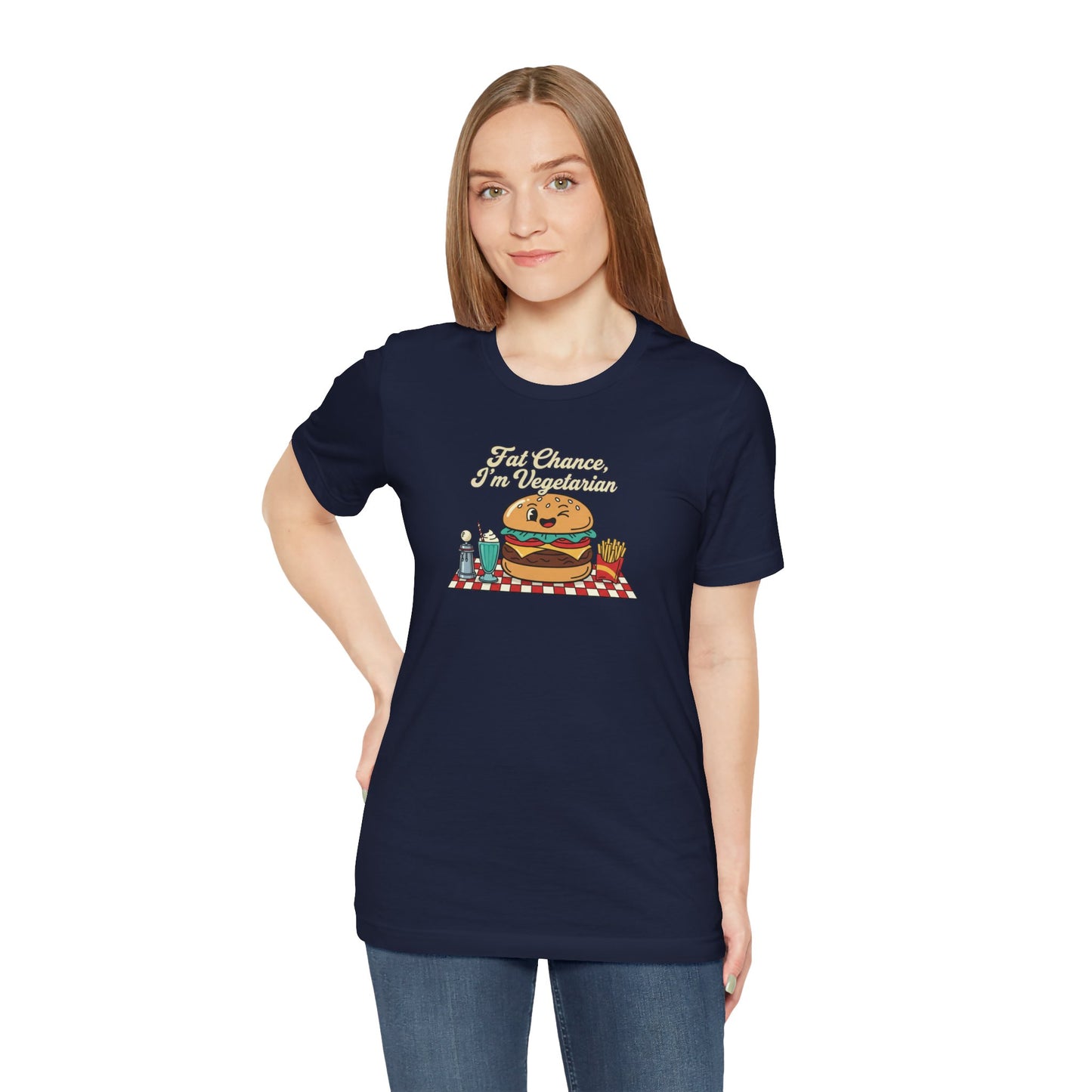 Fat Chance, I'm Vegetarian, Burger Matchbook Graphic Tee | retro diner shirt, vintage fast food design