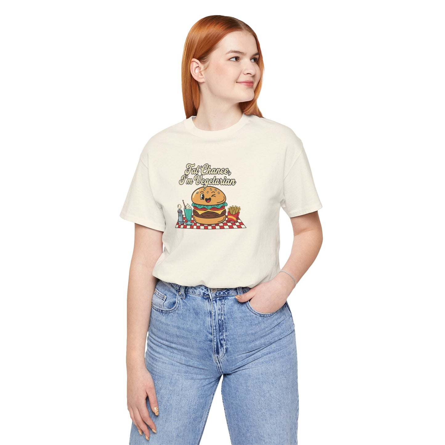 Fat Chance, I'm Vegetarian, Burger Matchbook Graphic Tee | retro diner shirt, vintage fast food design