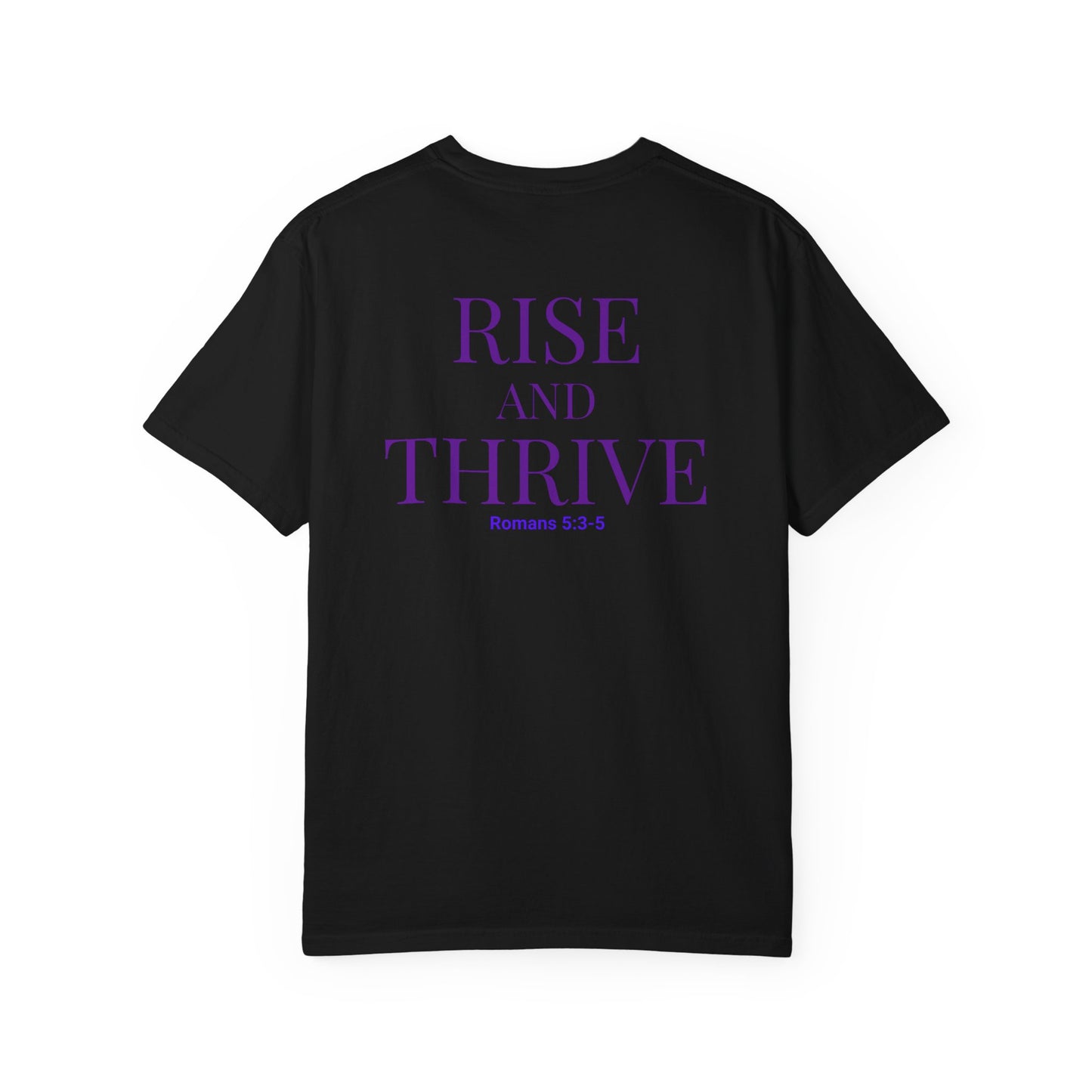 Rise and Thrive Domestic Violence Awareness Shirt | Purple Phoenix Survivor & Supporter Tee | Romans 5:3–5