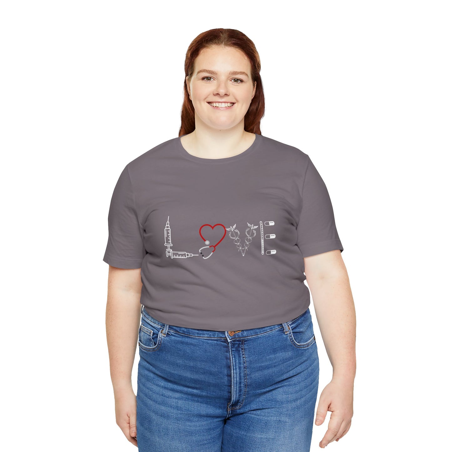 Nurse Tee Love Symbol Medical Tools Unisex Jersey Short Sleeve T-Shirt