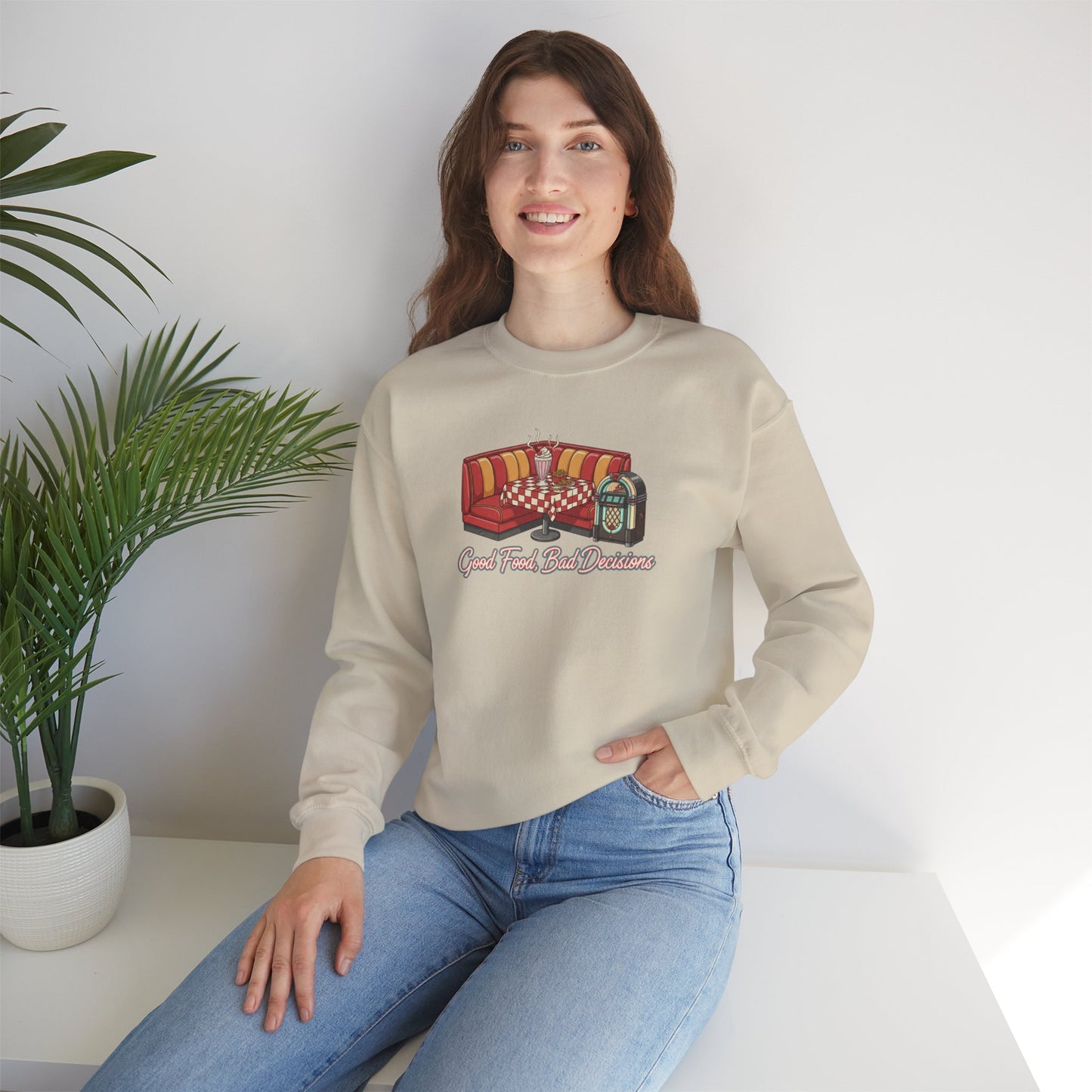 Great Food and Bad Decisions, Diner Booth Graphic Sweatshirt | Retro Diner Shirt, Matchbook Graphic