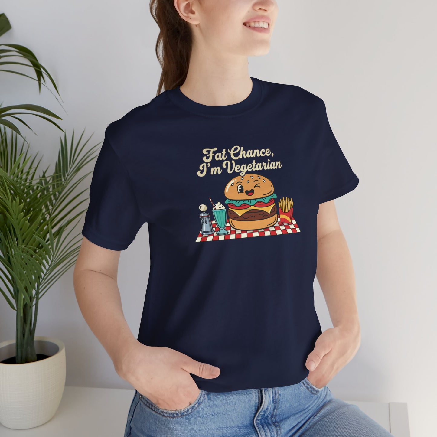Fat Chance, I'm Vegetarian, Burger Matchbook Graphic Tee | retro diner shirt, vintage fast food design