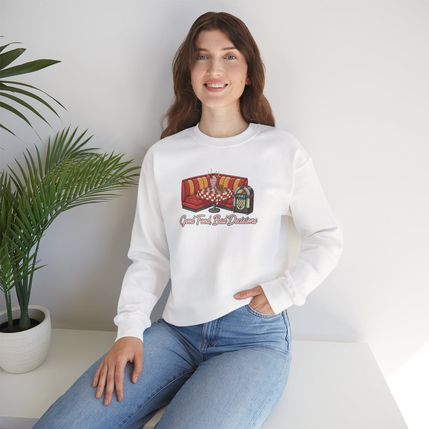 Great Food and Bad Decisions, Diner Booth Graphic Sweatshirt | Retro Diner Shirt, Matchbook Graphic