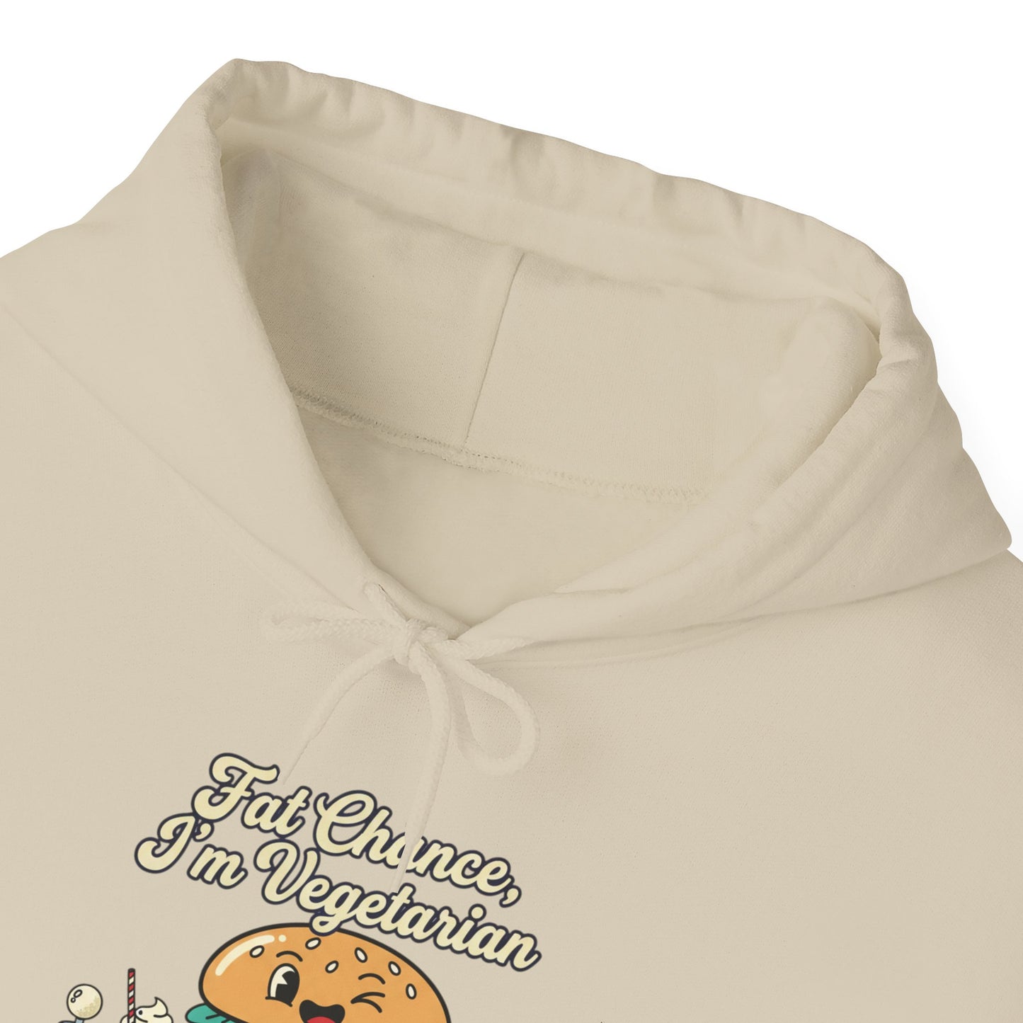 Fat Chance, I'm Vegetarian, Burger Matchbook Hoodie | retro diner shirt, matchbook graphic