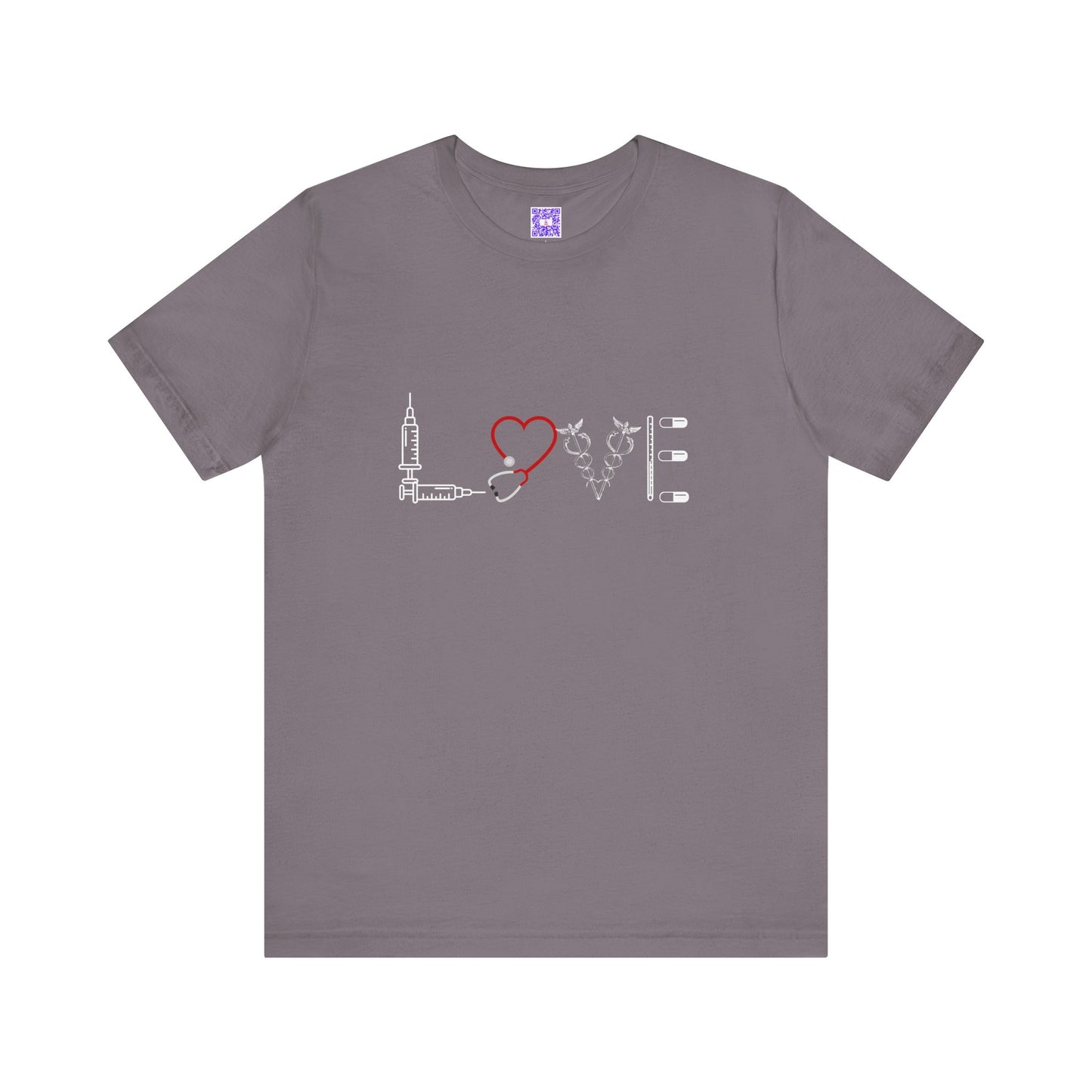 Nurse Tee Love Symbol Medical Tools Unisex Jersey Short Sleeve T-Shirt