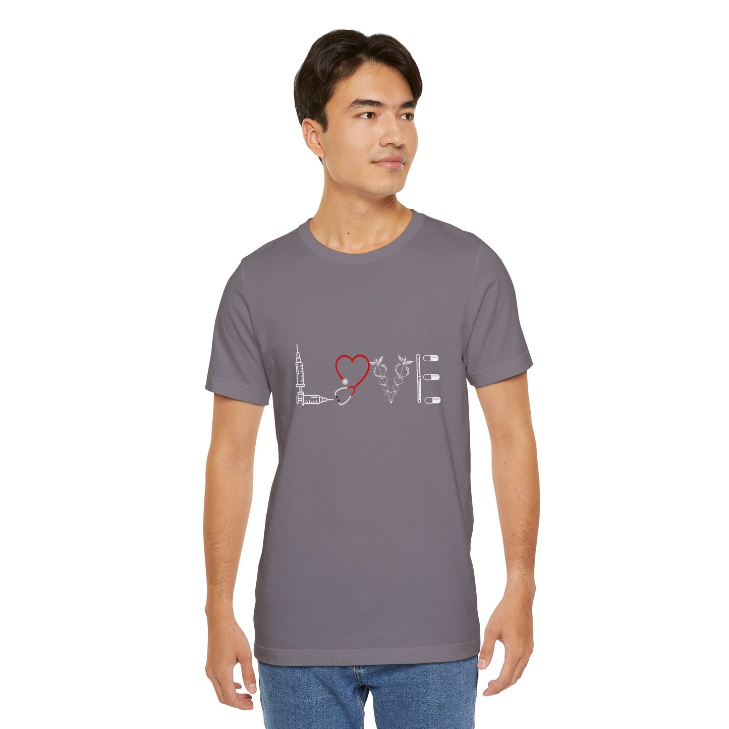 Nurse Tee Love Symbol Medical Tools Unisex Jersey Short Sleeve T-Shirt