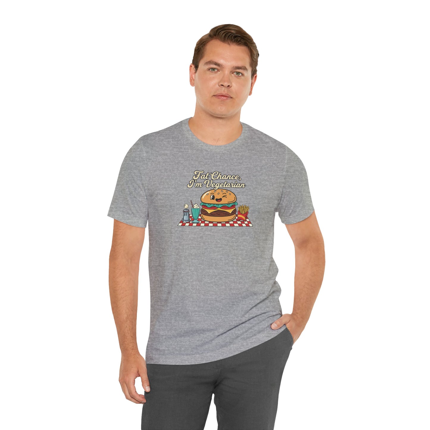 Fat Chance, I'm Vegetarian, Burger Matchbook Graphic Tee | retro diner shirt, vintage fast food design
