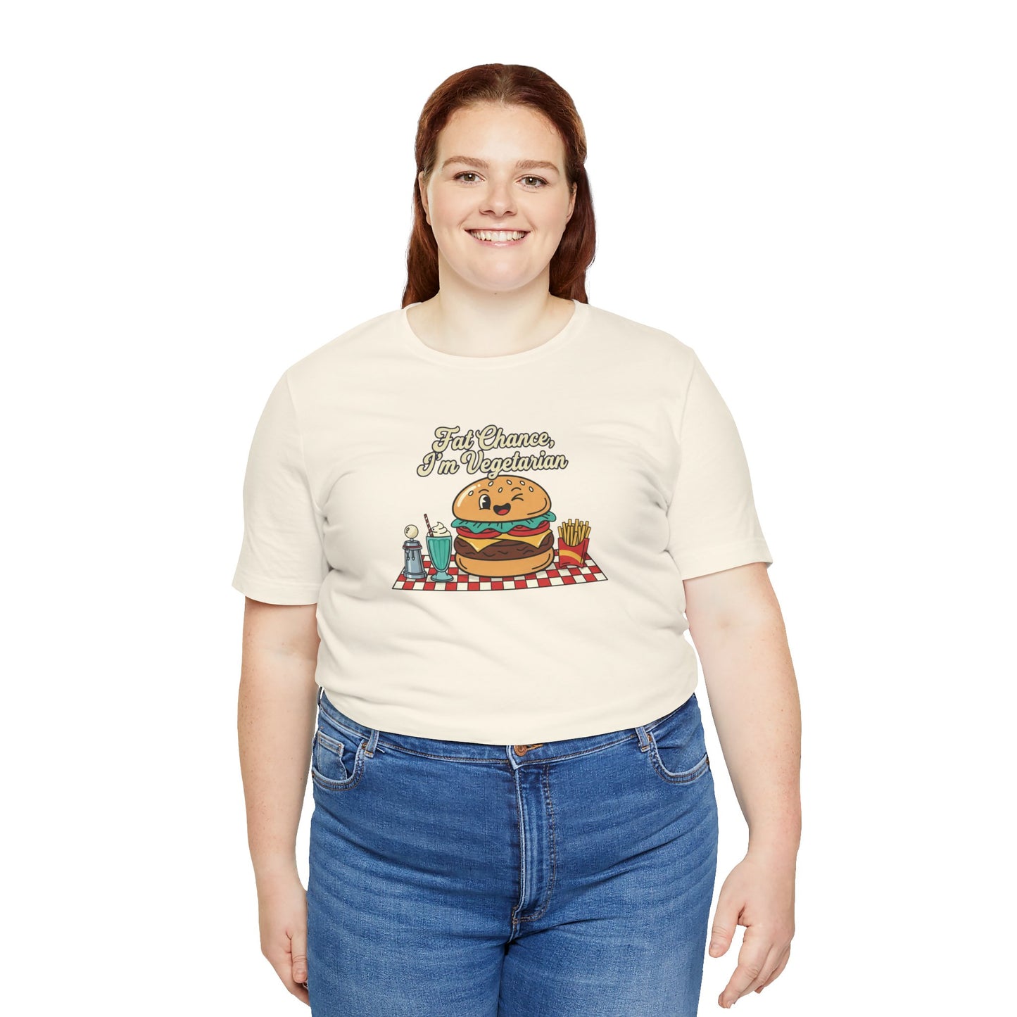 Fat Chance, I'm Vegetarian, Burger Matchbook Graphic Tee | retro diner shirt, vintage fast food design
